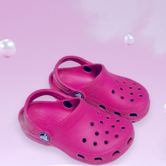 CROCS Clogs Classic Hot Pink Baby Toddler Excellent Size 6 - Picture 5 of 9